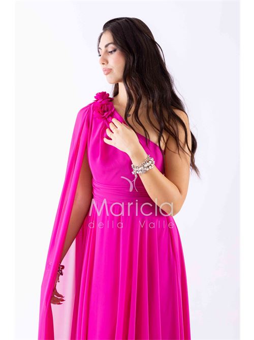 abito lungo fiore chiffon MARICLA ELEGANCE | FI7401FUCSIA